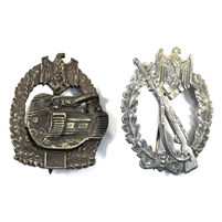 Pair of Reproduction WWII Germany Tank Battle & Infantry Assault Badges, 2Pcs