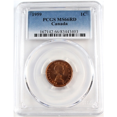 1959 Canada 1-cent PCGS Certified MS-66 Red.