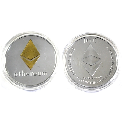 Pair of Ethereum Cryptocurrency Medallions, Two Colours, 2Pcs