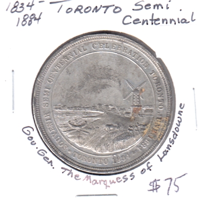 1834-1884 Toronto Semi-Centennial Celebration Governor General Souvenir Medallion