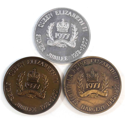 Lot of 1977 Queen Elizabeth Silver Jubilee Tokens, 3Pcs