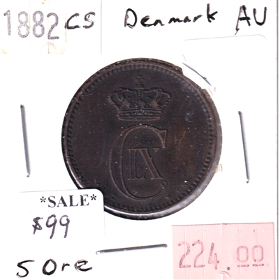 Denmark 1882CS 5 Ore Coin, Almost Uncirculated