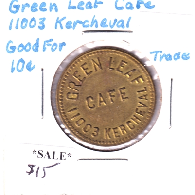 Green Leaf Cafe, Detroit, Michigan, 10-Cent Trade Token