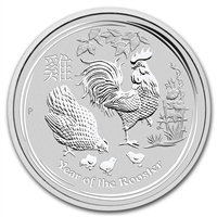 2017 Australia Silver 1oz. Lunar Year of the Rooster BU (No Tax) Light Toning
