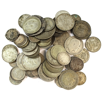 Silver Mixed Great Britain Coins (200 grams weight)