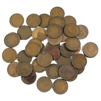 Lot of 1920 Canada Large Cents, Average Condition, 40Pcs