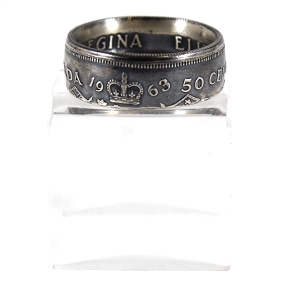 1963 Canada 50ct Coin Custom Jewellery Ring Size 10 - Made from a real 50-cent coin!