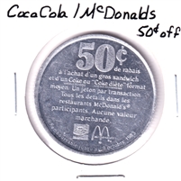 1983 50 Cents Off McDonald's & Coca-Cola Bilingual Trade Token