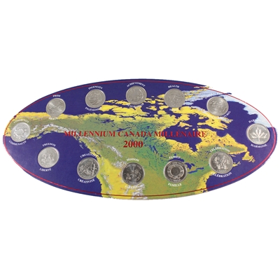 2000 Canada Millennium Oval Commemorative 25-Cents 12-Coin Set