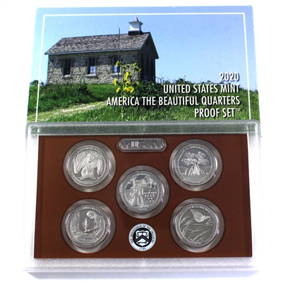 2020 S USA National Parks Quarters Proof Set (Lightly toned, light wear on sleeve)