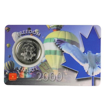 2000 Freedom Canada Millennium 25-cent Coin in Card Issued by the RCM