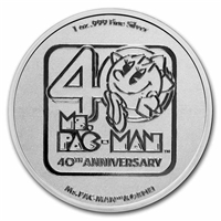 2021 Niue $2 Ms. Pac-Man&trade; 40th Anniversary 1oz Silver (No Tax) Scratched Capsule