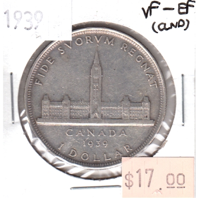 1939 Canada Parliament Silver $1 VF-EF (VF-30) Either cleaned, scratched or impaired.
