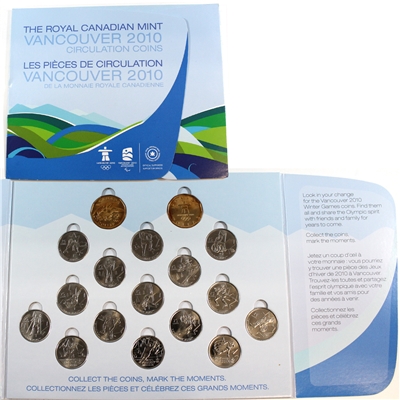 2007-2010 Vancouver Olympics 17-coin Set (Non-colour) in Royal Bank Board (Light Wear)