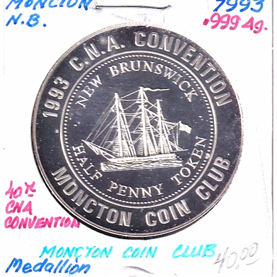1993 Canada CNA 40th Annual Convention in Moncton Medallion - Silver Coloured