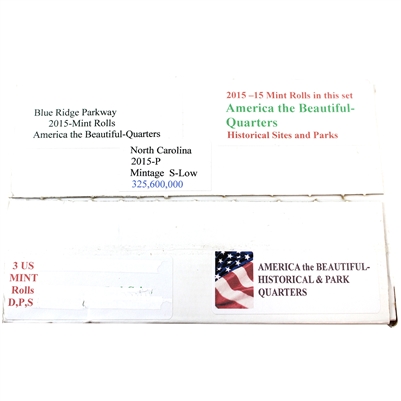 Set of 3x 2015 PDS USA National Parks - Blue Ridge Original Rolls of 40Pcs, Unopened