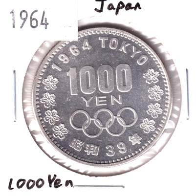 Japan 1964 Tokyo Olympics 1000 Yen Sterling Silver (May be lightly toned)