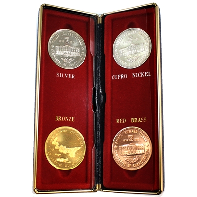 Set of 1973 PEI Confederation Medallions Made from 4 Different Metals, 4Pcs (Impaired)
