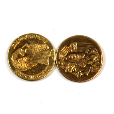 Pair of Mexico Replica Gold Coins in cube case.