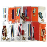 Group Lot of Assorted Mini Medals in Plastic Sleeves, 16Pcs