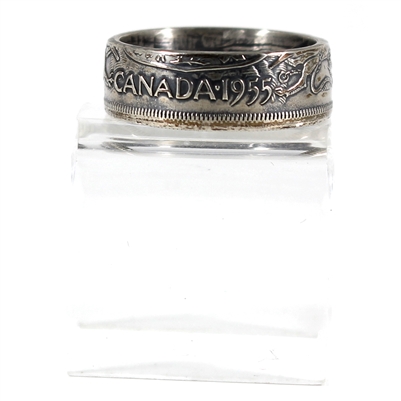 1955 Canada 50ct Coin Custom Jewellery Ring, Size 10 - Made from a real 50-cent coin!