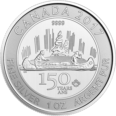 2017 Canada $5 150th SE Voyageur 1oz .9999  Silver (Tax Exempt) Light Toning