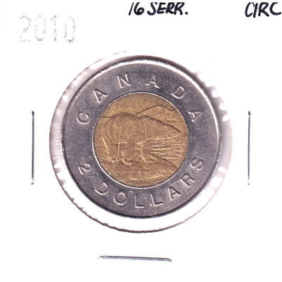 2010 Canada Two Dollar 16 Serrations Variety Circulated