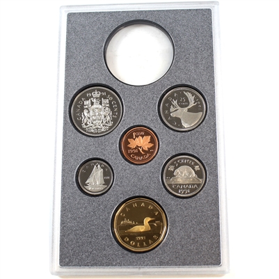 1991 Canada 6-coin Frosted Proof Set Broken from RCM Double Dollar Set (Light toning)