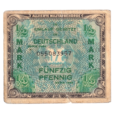 Germany 1944 1/2 Mark, With F, EF (Damaged)