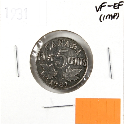 1931 Canada 5-cents VF-EF (VF-30) Scratched, nicks, or impaired