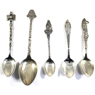 Lot of 5x Decorative Sterling Silver Spoons, 5Pcs, 66 grams total