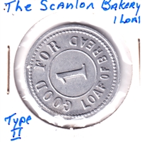The Scanlon Bakery, Aurora and Toronto, Token Good for 1 Loaf of Bread