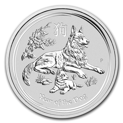 2018 Australia $1 Year of the Dog 1oz. Silver (No Tax) Light Scratches