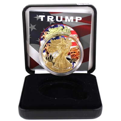 2018 US American Eagle - Trump with Gold Plating in Display (No Tax)