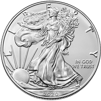 2020 United States $1 American Eagle 1oz. .999 Silver (No Tax) Lightly Toned