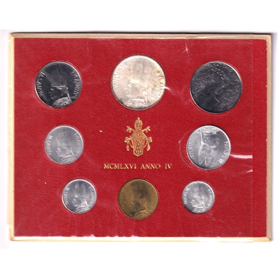 Vatican City 1966 8-coin Set in Collector Card (Toned)