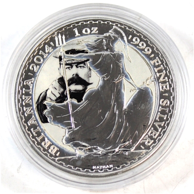 2014 GB 2 Pound Britannia 1oz. Silver with Lord Kitchener Image (No Tax) Impaired