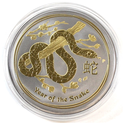 2013 Australia $1 Lunar Snake w/ Gold & Ruthenium Plating (No Tax) Coin Scuffed