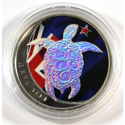 2013 Fiji $1 Taku Turtle 1/2oz. Silver with Hologram & Colour (No Tax)