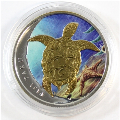 2013 Fiji $1 Taku Turtle 1/2oz. Silver with Gold Plating & Colour (No Tax)