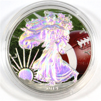 Hologram USA Silver Eagle $1 with coloured Football .999 Fine Silver. No Tax