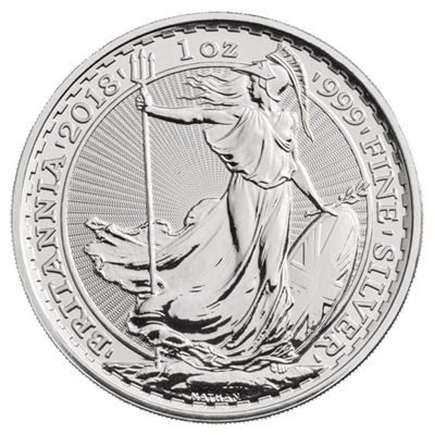 2018 Great Britain 2 Pound Britannia 1oz. Silver (No Tax)