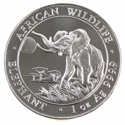 2016 Somali Republic 100 Shillings African Elephant 1oz. .999 Silver (No Tax) Lightly Toned