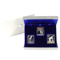 1976 Montreal Olympic Team Sports & Gym Set of 3x Stamps & Silver Replicas (Impaired)