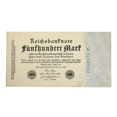 Germany Note, 1922 500 Marks, Circ (May have damage)