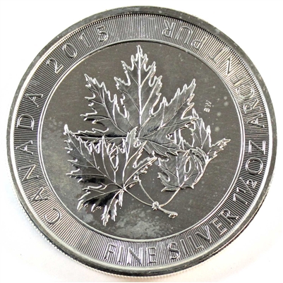 2015 Canada $8 Superleaf 1.5oz. .999 Fine Silver Coin, lightly toned (TAX Exempt)