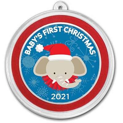 2021 Baby's First Christmas Ornament 1oz. .999 Fine Silver Round (No Tax)