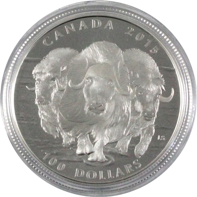 2015 $100 Canadian Muskox Fine Silver (No Tax) CAPSULE ONLY (Capsule scuffed)