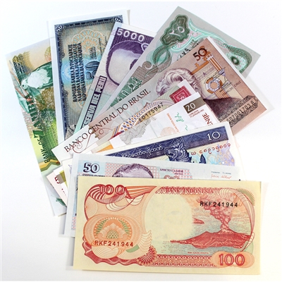 165ss 10 x Different Mixed World Notes in Uncirculated or +