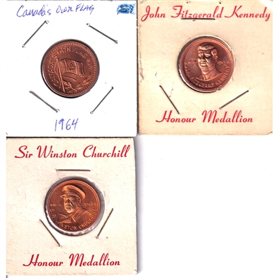 Group Lot of Custom 1-Cent Size Copper Medallions, 3Pcs